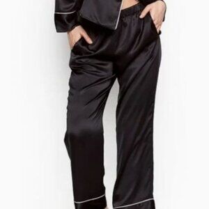 NWT Victoria's Secret Black Satin EUC Housepants Lounge Pajama set